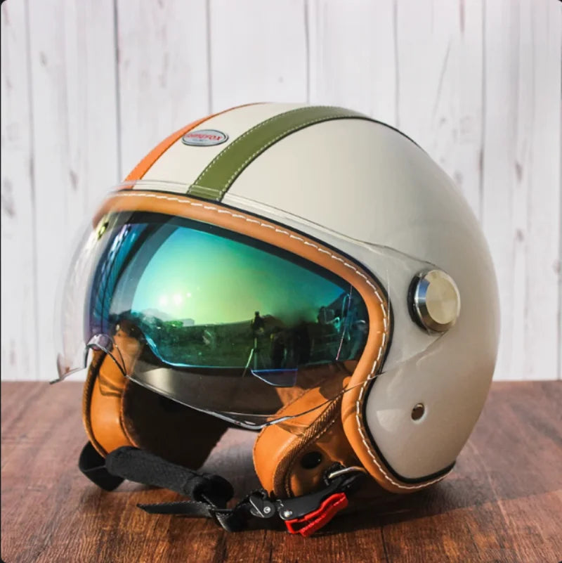 Retro Open Face Motorbike Helmet | Vintage Helmet for Riders