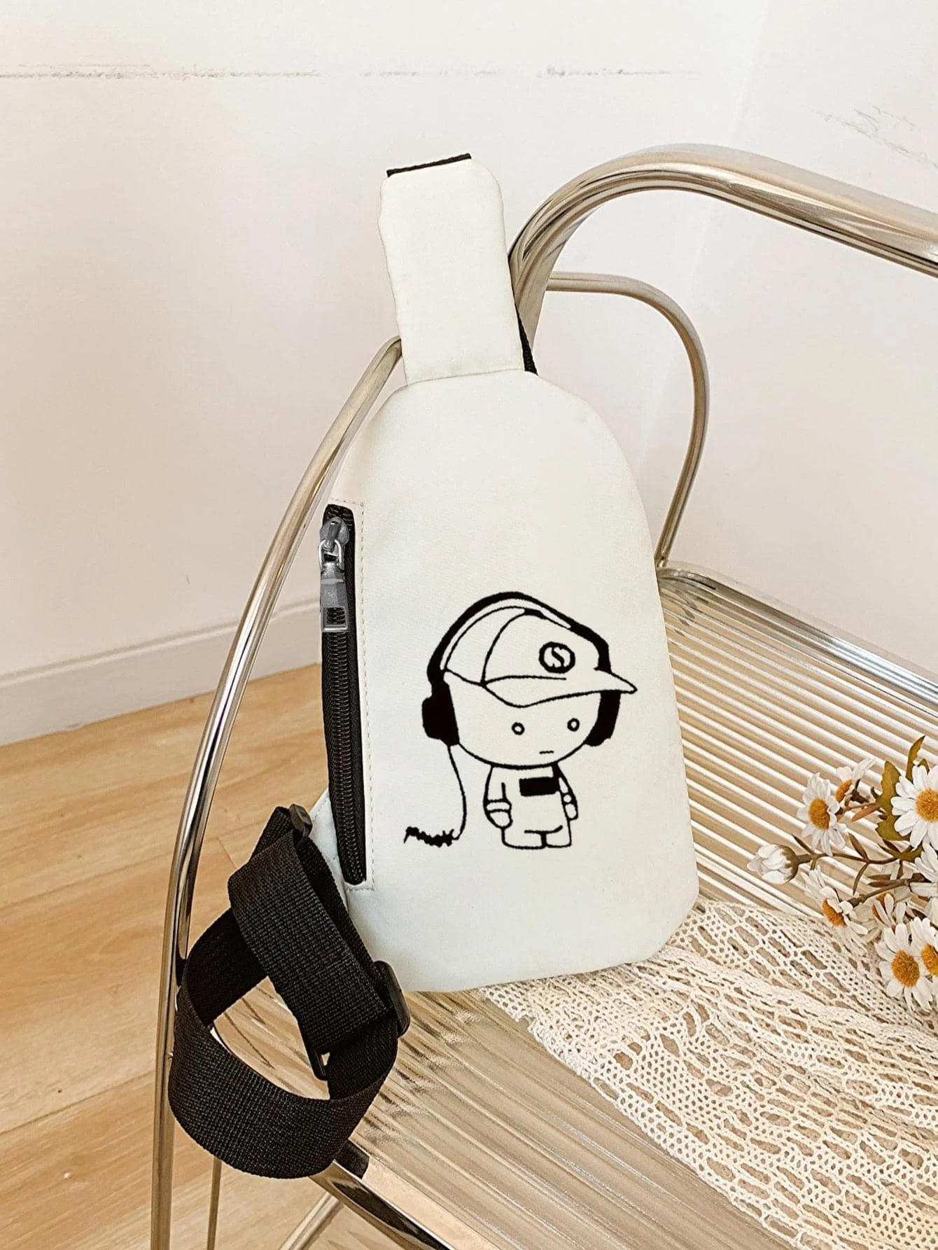 Cute Cartoon Music Boy Printed Chest Bag | Large Capacity