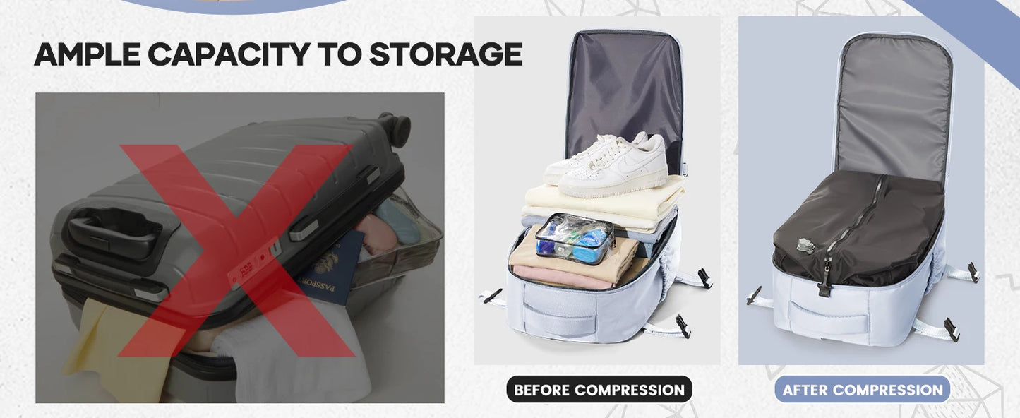 Lightweight Travel Vacuum Backpack - Airline Approved 40x29x15cm
