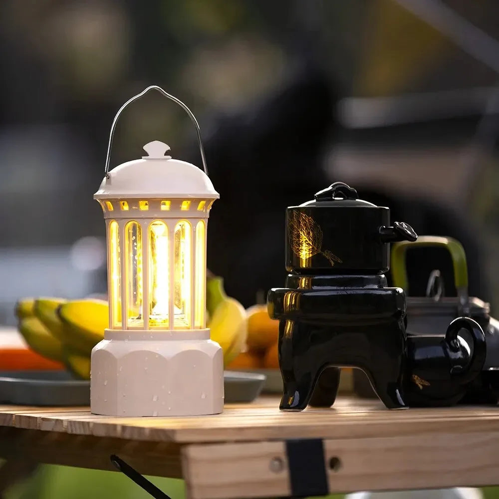 Linterna de camping de estilo romano vintage | Luz exterior recargable