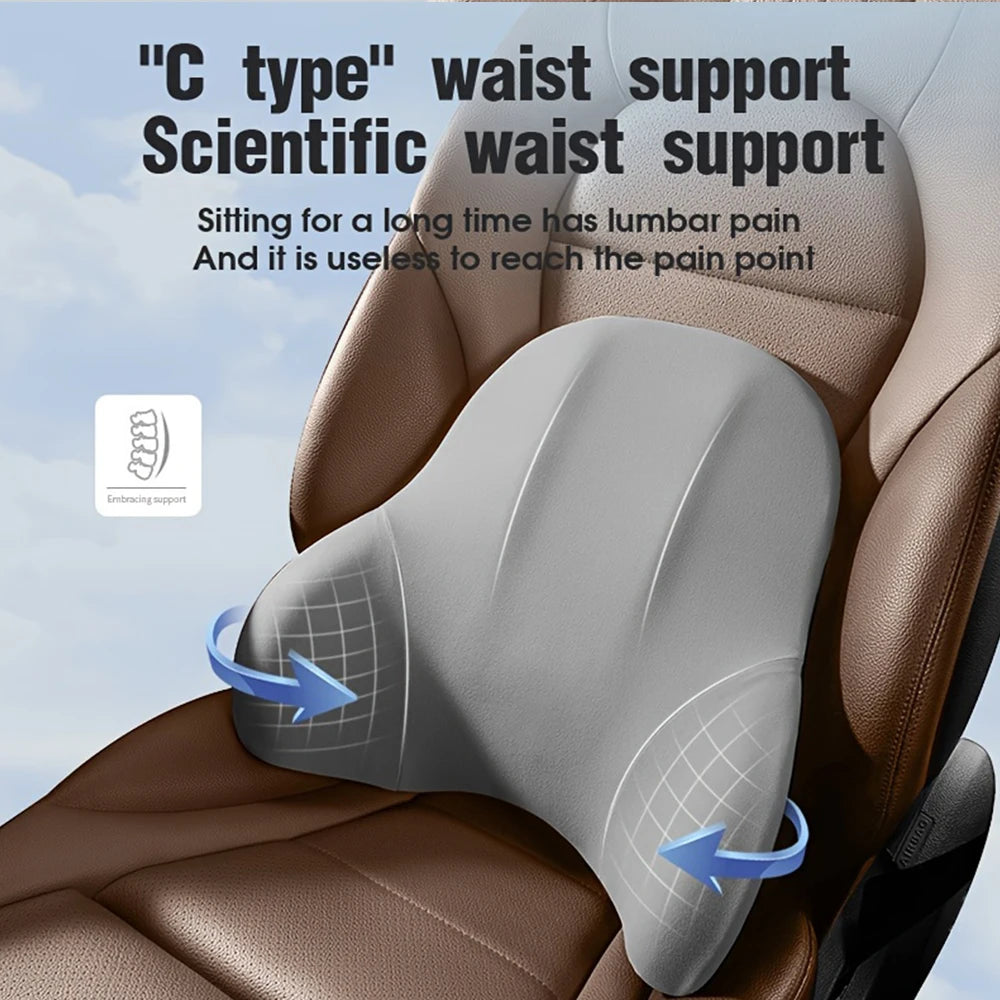 Memory Foam Car Neck Pillow | Breathable Lumbar Support Cushion