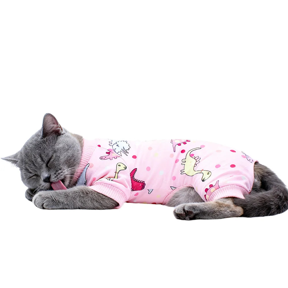 Soft Cotton Dog Pajamas for Small Dogs | Stretchable Dinosaur Design