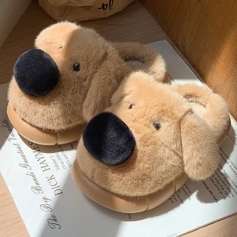 Children's Cartoon Puppy Plush Slippers | Cozy Warm Home Slides