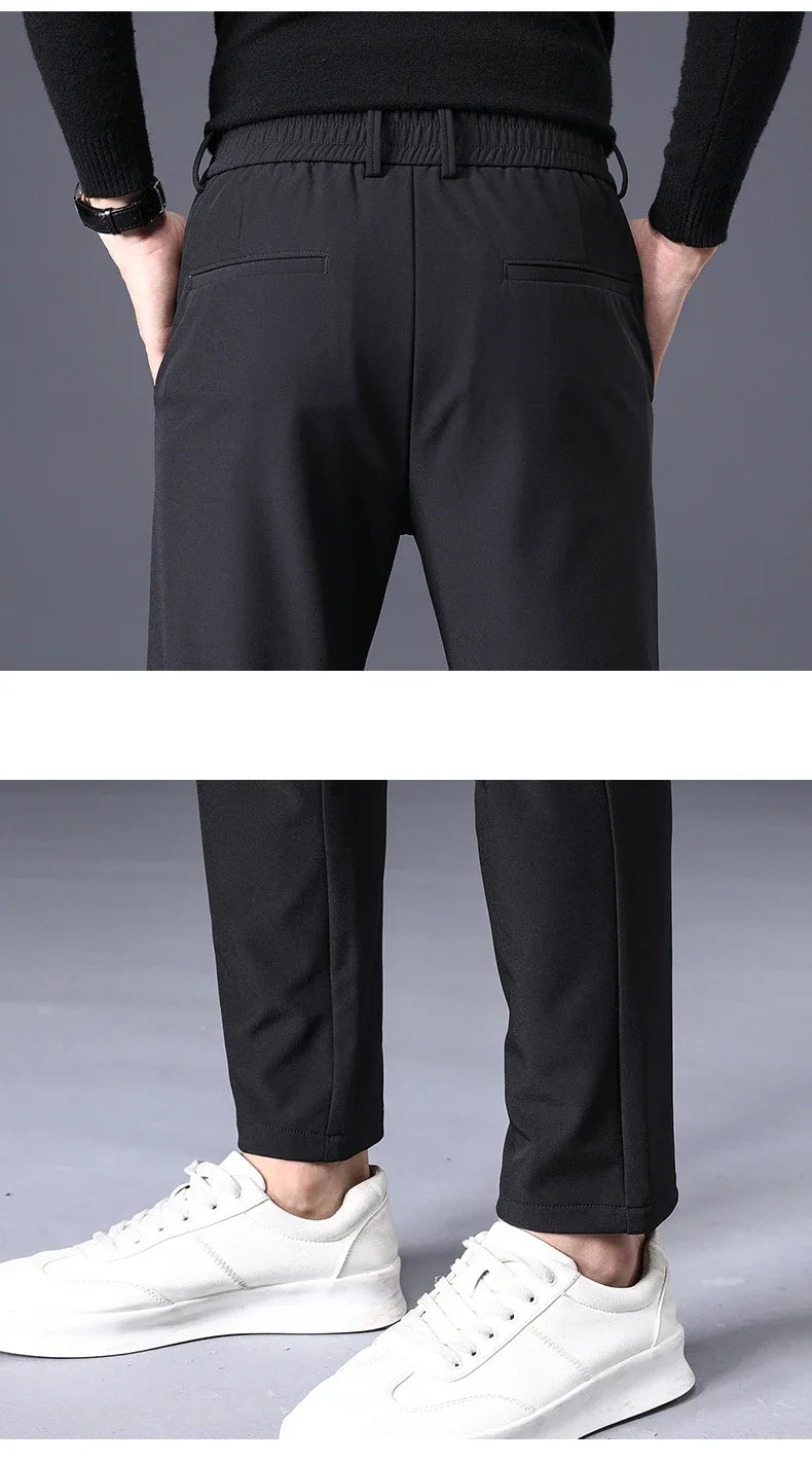 Winter Warm Fleece Men's Business Casual Pants | Stylish Thermal Trousers