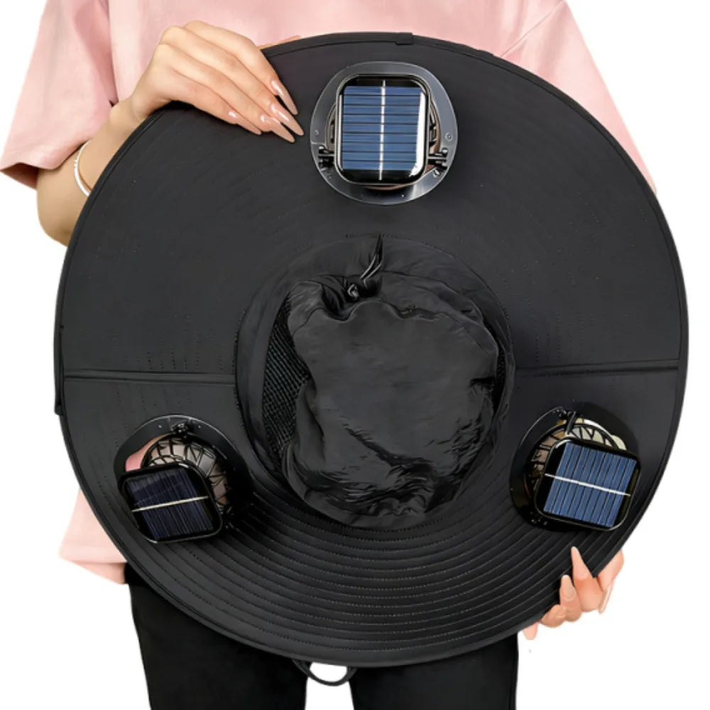 3 Fans Solar Fan Hat | Breathable UV Protection Wide Brim Cap