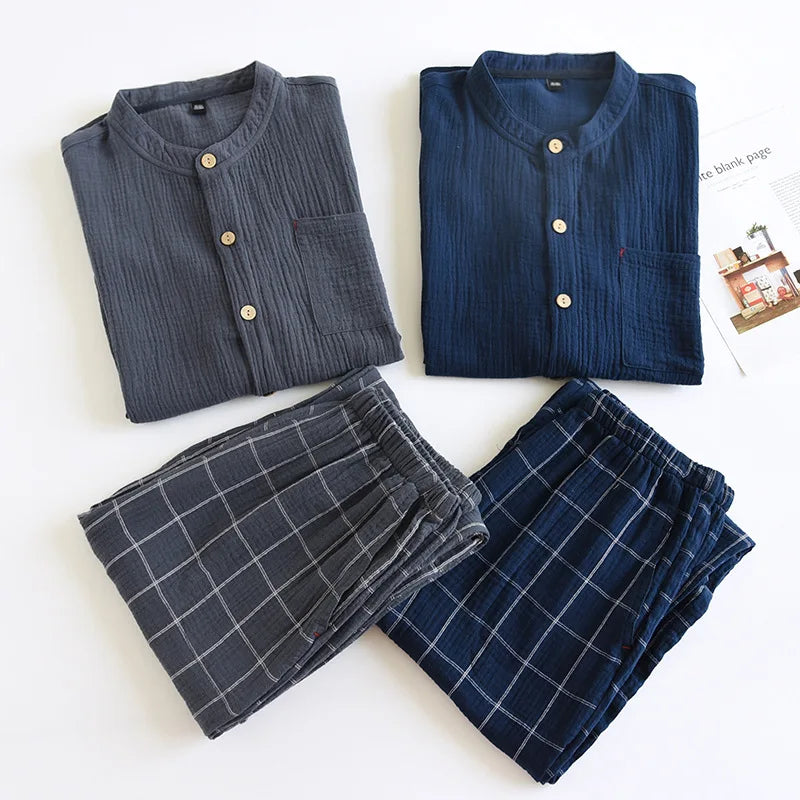 Couple's Japanese Style Cotton Sleepwear Set | Cozy Home Pajamas