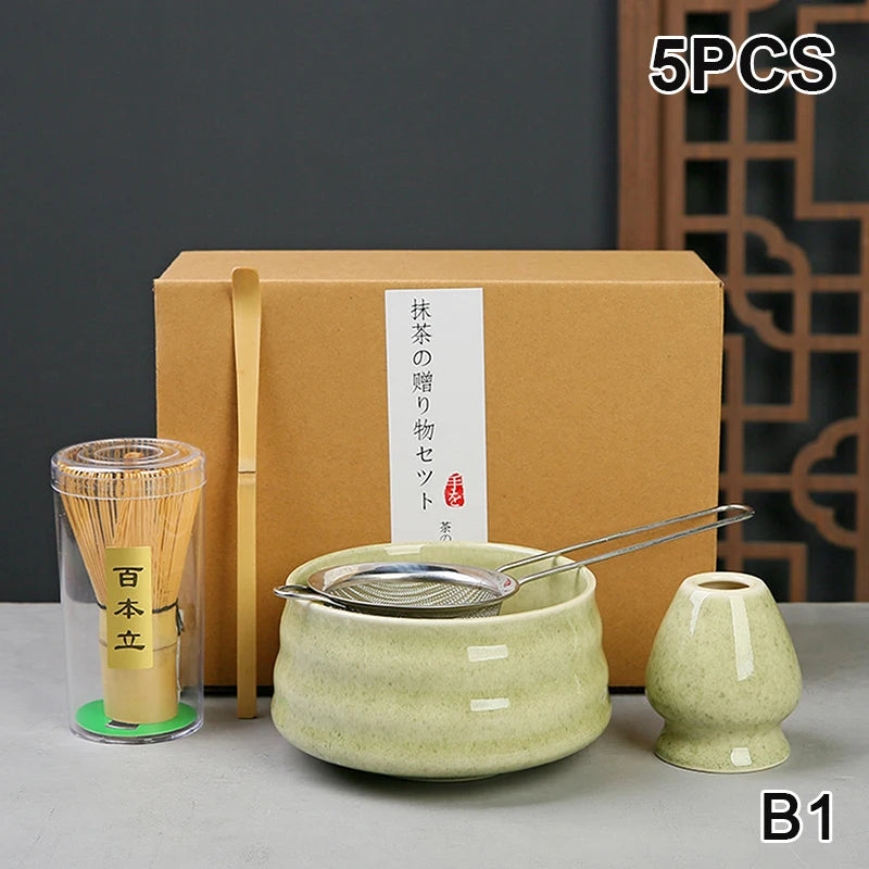 Juego completo de té Matcha con batidor de bambú y accesorios