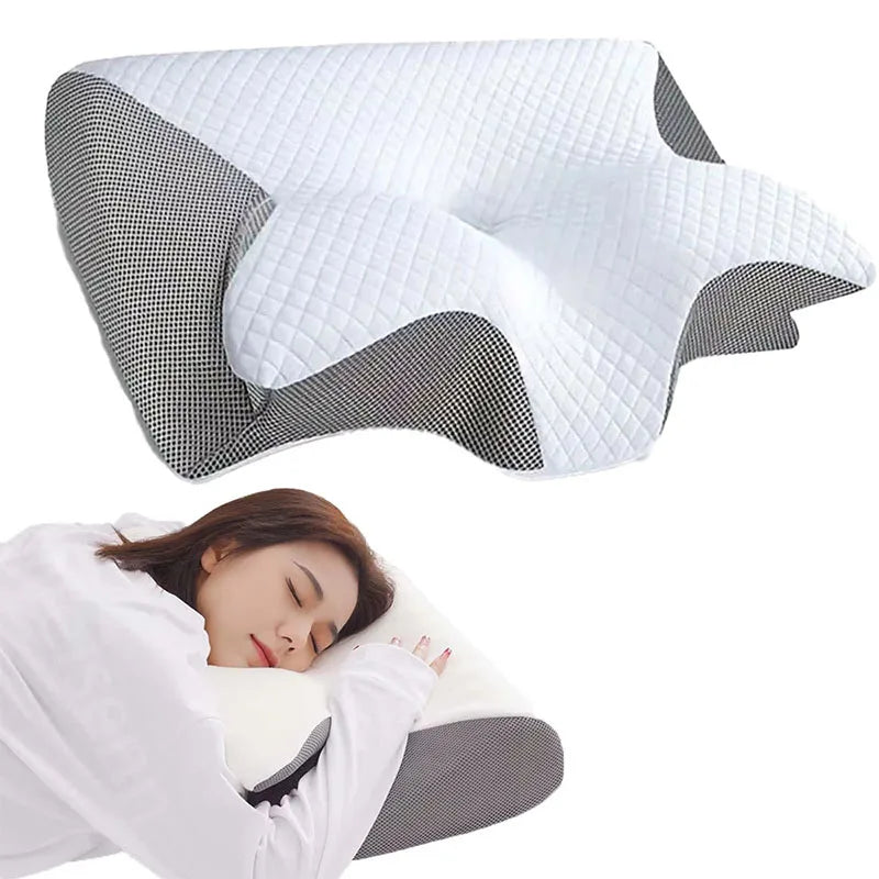 Cervical Memory Foam Pillow for Neck & Shoulder Pain Relief, Ergonomic Butterfly Design, Dual Height Contour Pillow for Side, Back & Stomach Sleepers