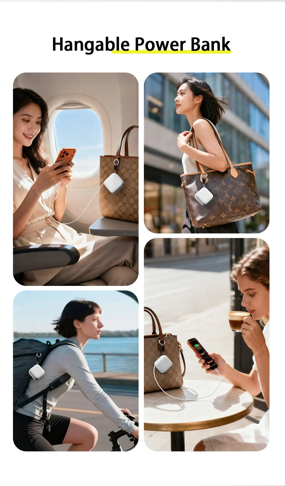 40W Fast Charging Portable 10000mAh Power Bank with Cable