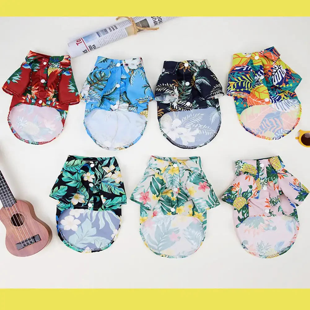Bonitas camisetas de perro estilo hawaiano | Cómodas camisetas para mascotas