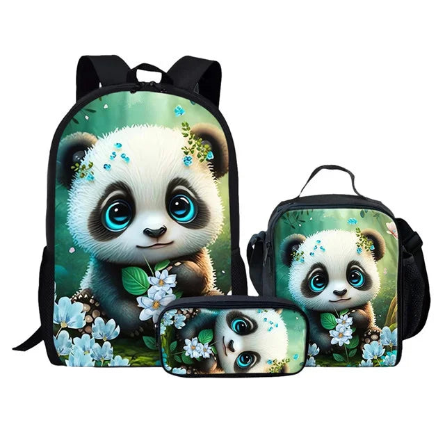 Anime Panda Print Backpack | Trendy School Bag for Kids