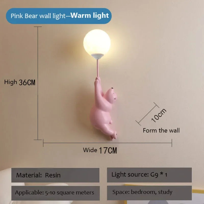 Cartoon Polar Bear LED Sconce Light | Fun Bedroom Decor