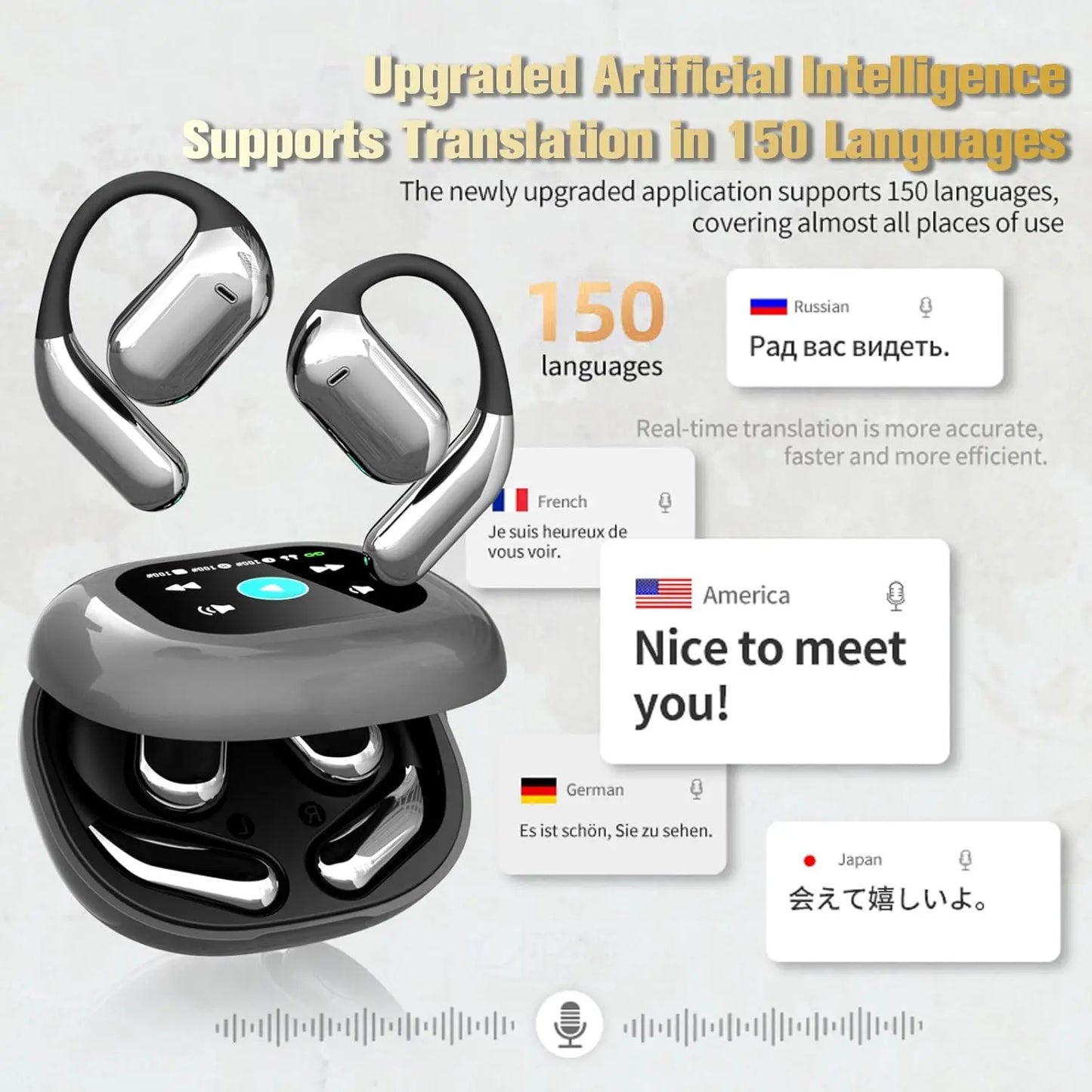 AI Translating Earphones | 144 Language Real-Time Translation Buds