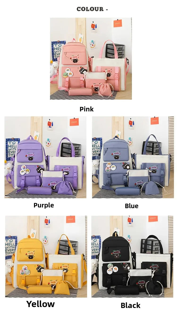 Large Capacity Kids Backpack | Versatile Nylon School Bag Set