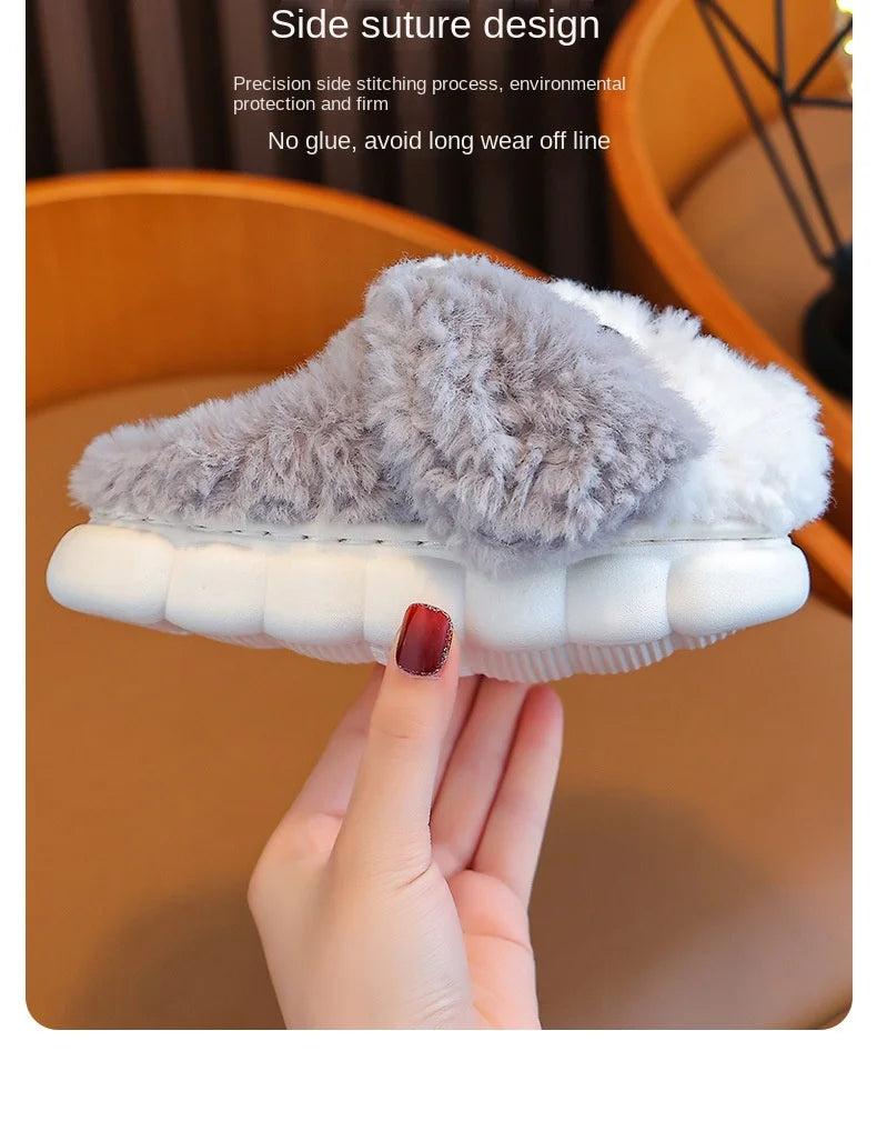 Cute Puppy Plush Slippers for Kids | Non-Slip Cozy Footwear