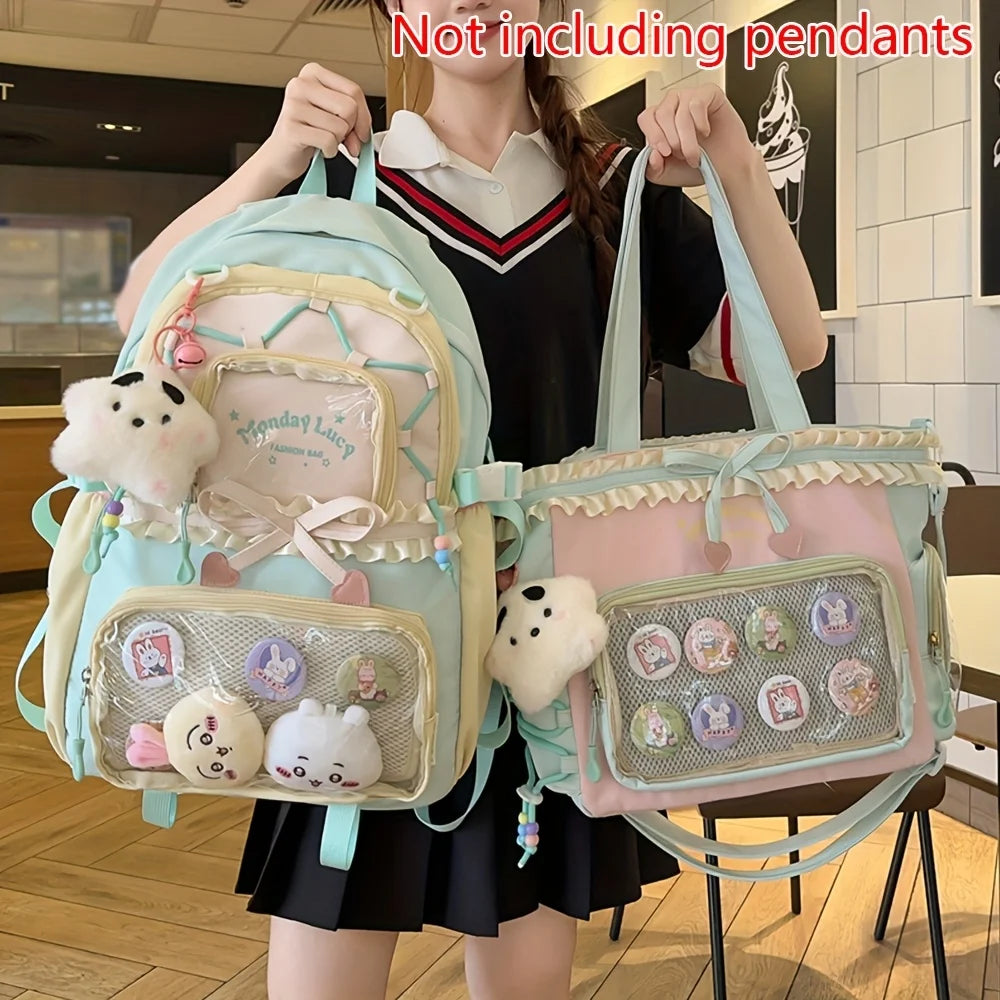 Cute Lightweight Women's Two-Piece Backpack Set for School