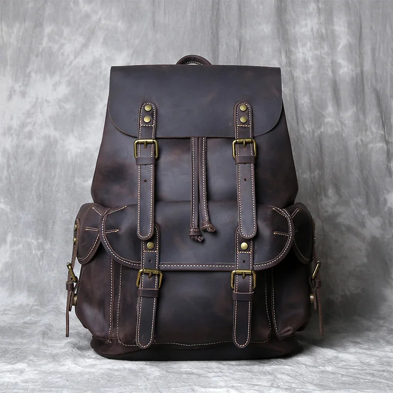 Retro Leather Men's Backpack | Spacious Travel & School Bag