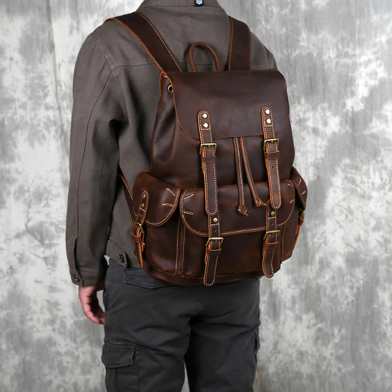 Retro Leather Men's Backpack | Spacious Travel & School Bag