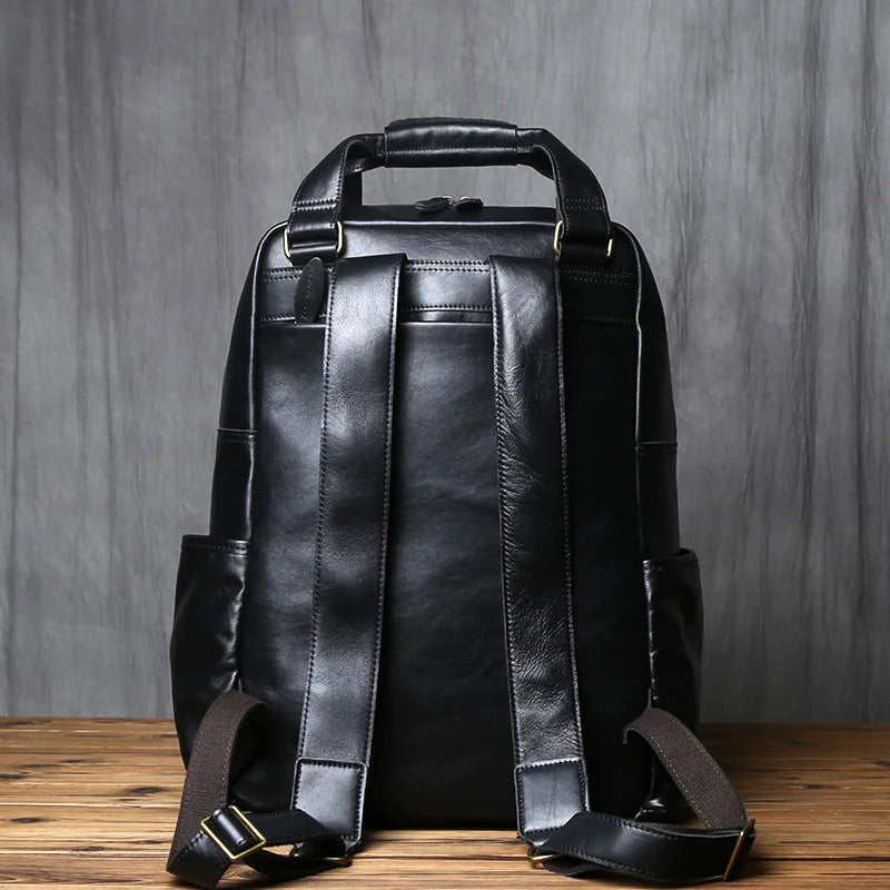 Large Capacity Retro Leather Men's Backpack for Travel & Work