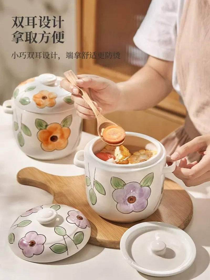 Hand-Painted Ceramic Stew Pot | Versatile Heat-Resistant Cookware