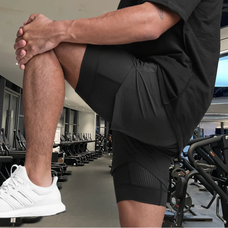 Men's 2-in-1 Running Shorts | Breathable Double Layer Fitness Gear