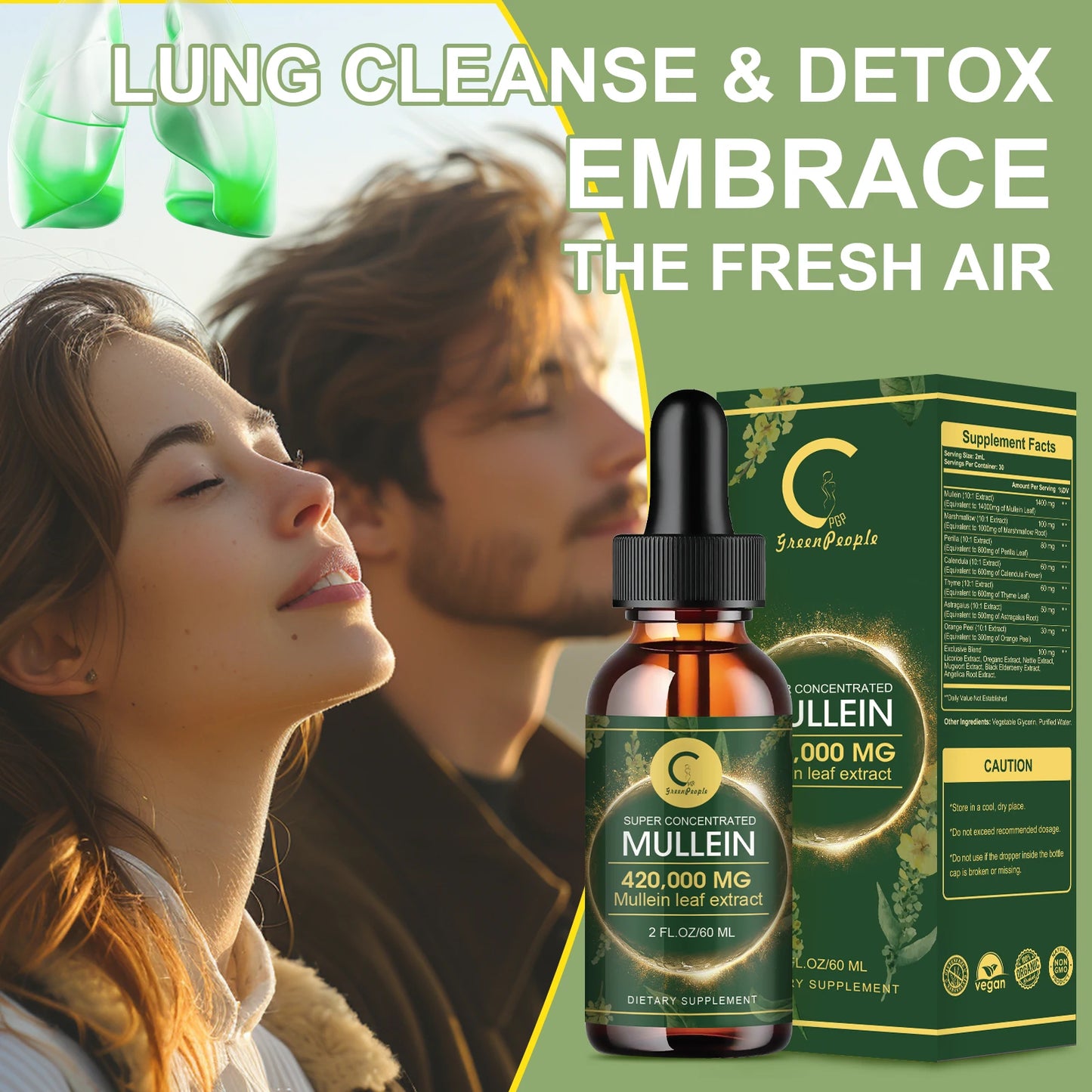 Natural Mullein Leaf Extract Drops | Cleanse & Support Lung Health