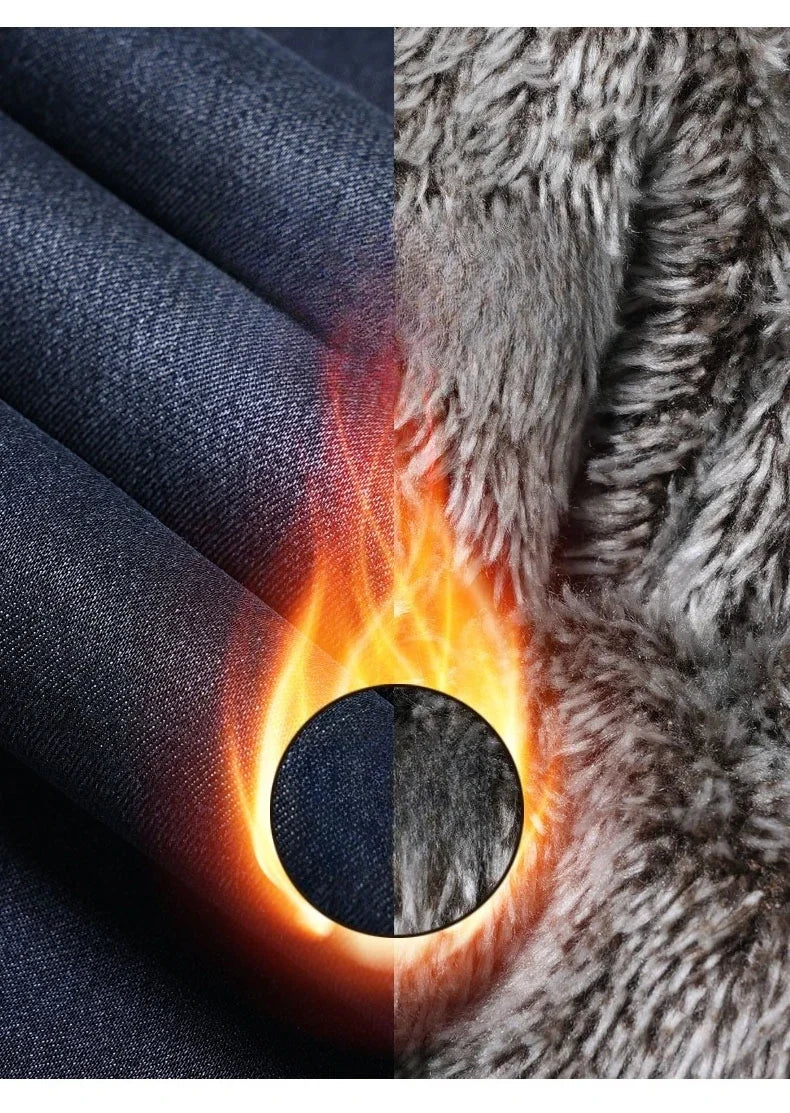 Men's Winter Jeans | Thick Plush Velvet Denim Pants for Comfort