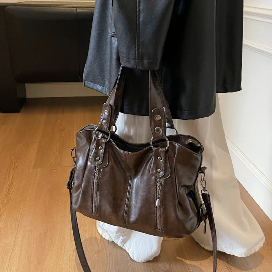 Large Capacity Shoulder Bag | Stylish PU Leather Tote for Women
