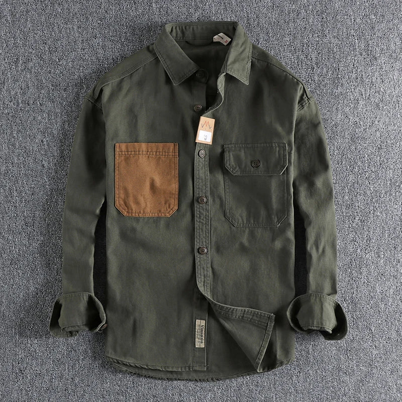 Men's Casual Woven Cotton Long Sleeve Shirt | Stylish & Comfortable
