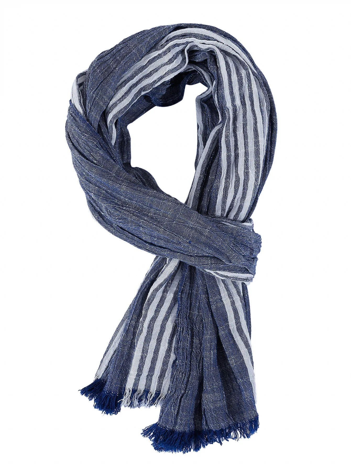 Fashionable Men's Cotton Linen Scarf | Warm Striped Neckerchief