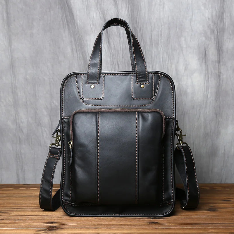 Men's Leather Messenger Bag | Casual Briefcase for 14 Inch Laptop