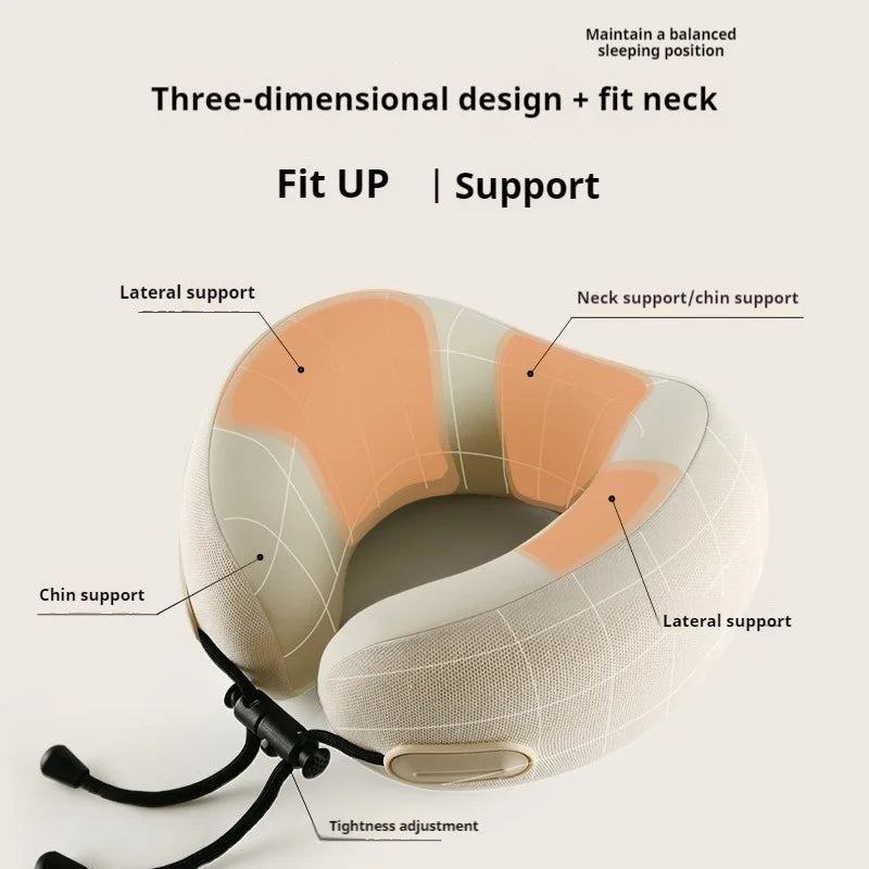U-Shaped Memory Foam Neck Pillow Travel & Office Pillow Soft Support Cushion with Portable Storage Box