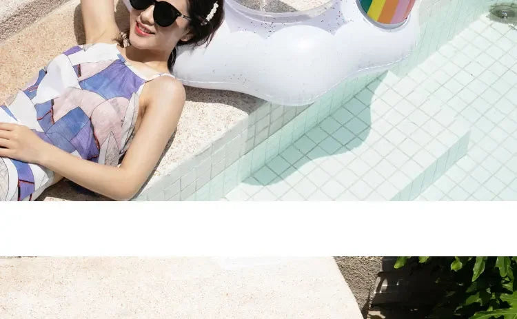Rainbow Inflatable Swimming Ring | Fun Pool Float for All Ages