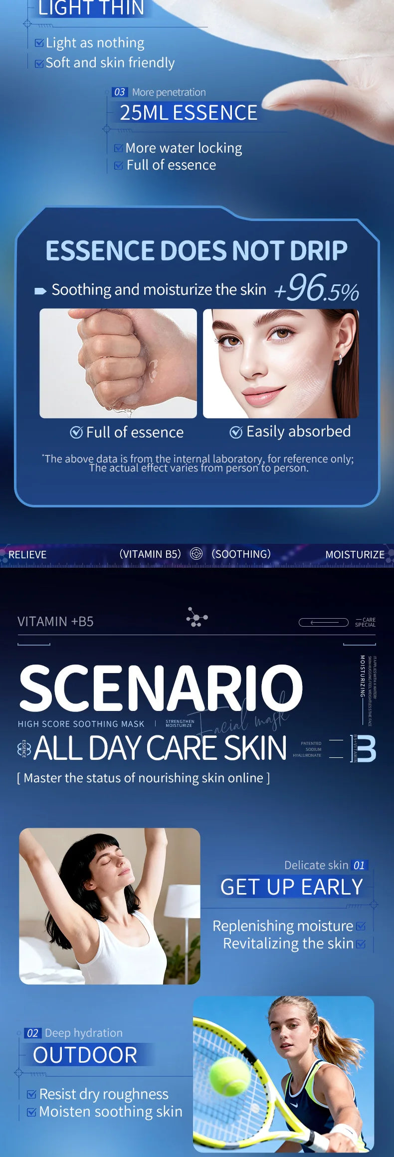 10pcs Vitamin B5 Sheet Mask | Hydrating & Soothing Face Care