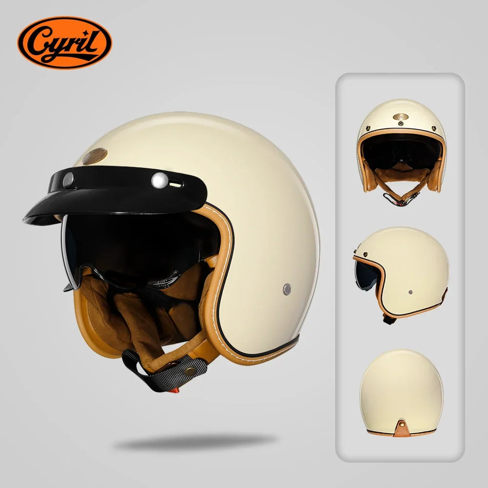 Lightweight Retro Open Face Motorcycle Helmet for Men & Women