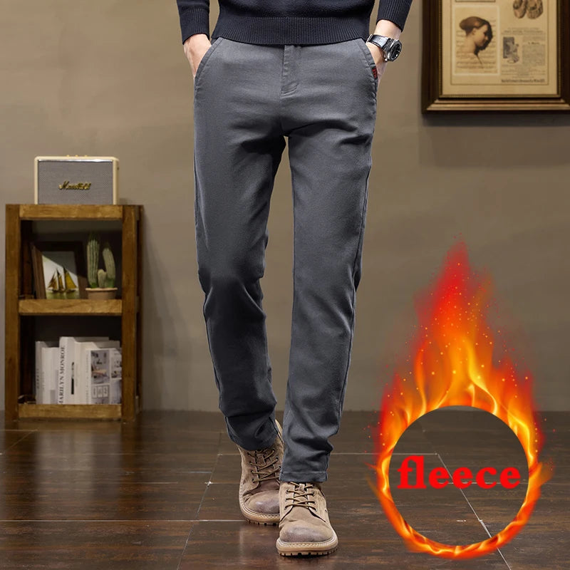 Warm Fleece Lined Jeans for Men | Slim Fit Thermal Denim Pants