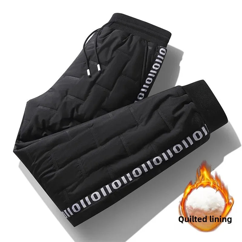 Men's Warm Fleece Lined Quilted Pants | Plus Size Casual Trousers