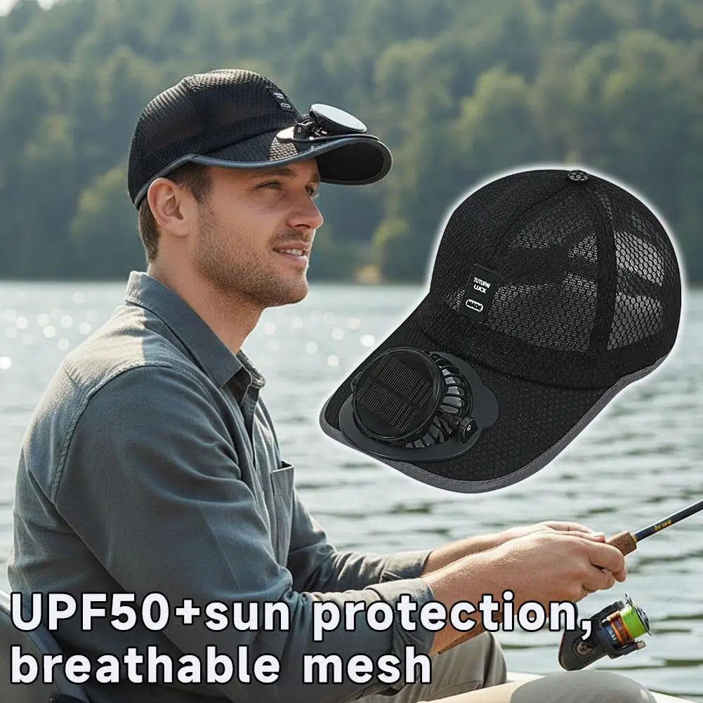 Breathable Summer Mesh Baseball Hat with Solar Fan & UV Protection