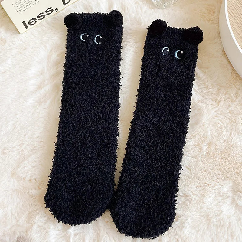 Cute Women's Winter Fluffy Socks | Cozy Fuzzy Animal Crew Socks