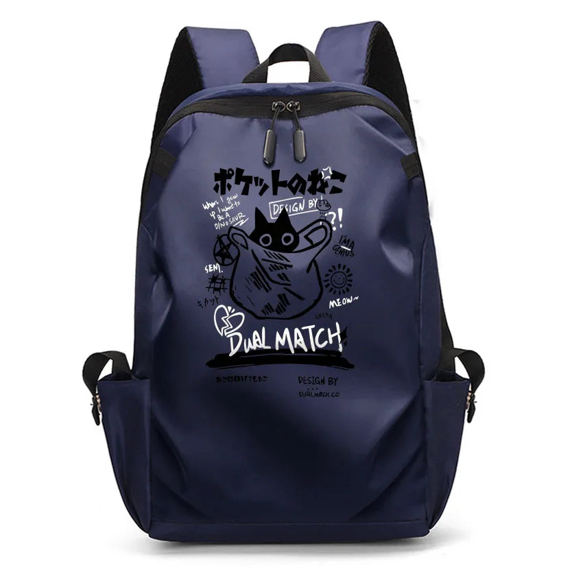 Cute Waterproof Men's Business Laptop Backpack with Cat Print