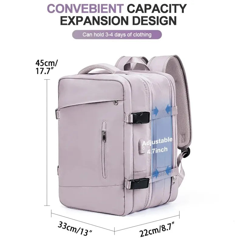 Expandable Women's Travel Backpack | Waterproof Hiking Laptop Bag
