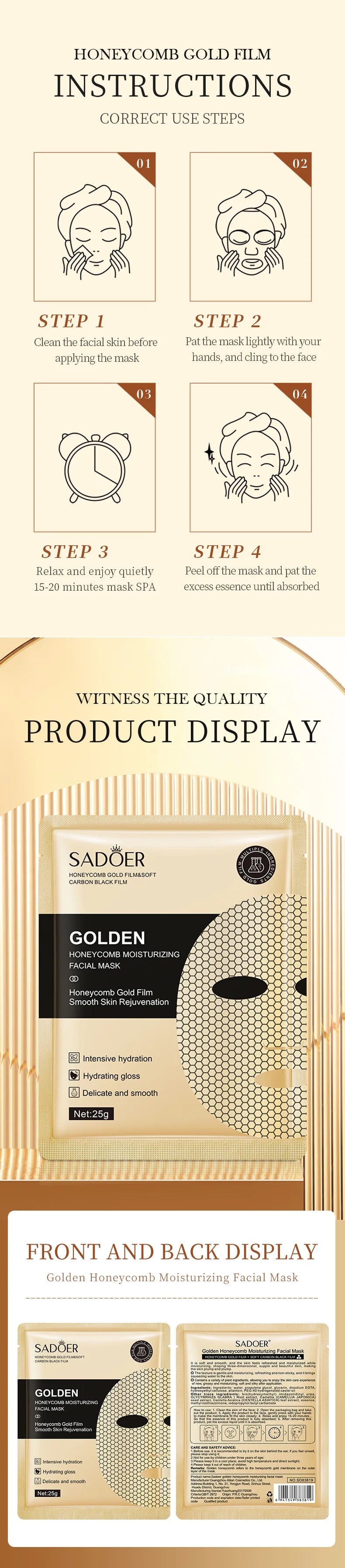 24K Golden Face Masks | Rejuvenating Moisturizing Skincare