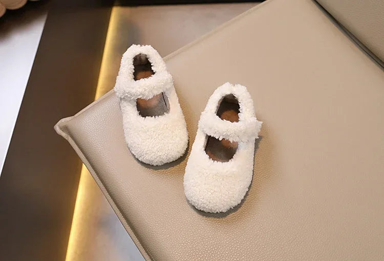 Cozy Velvet Mary Janes for Kids | Warm Plush Toe Winter Shoes