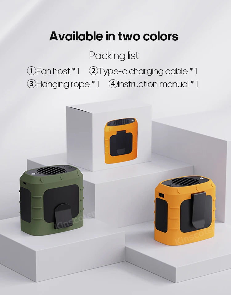 8000mAh Outdoor Waist Fan | Portable Bladeless Neck Fan with Lights