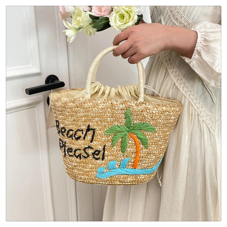 Casual Sweet Tote Bags | Perfect Straw Embroidery Shoulder Bag