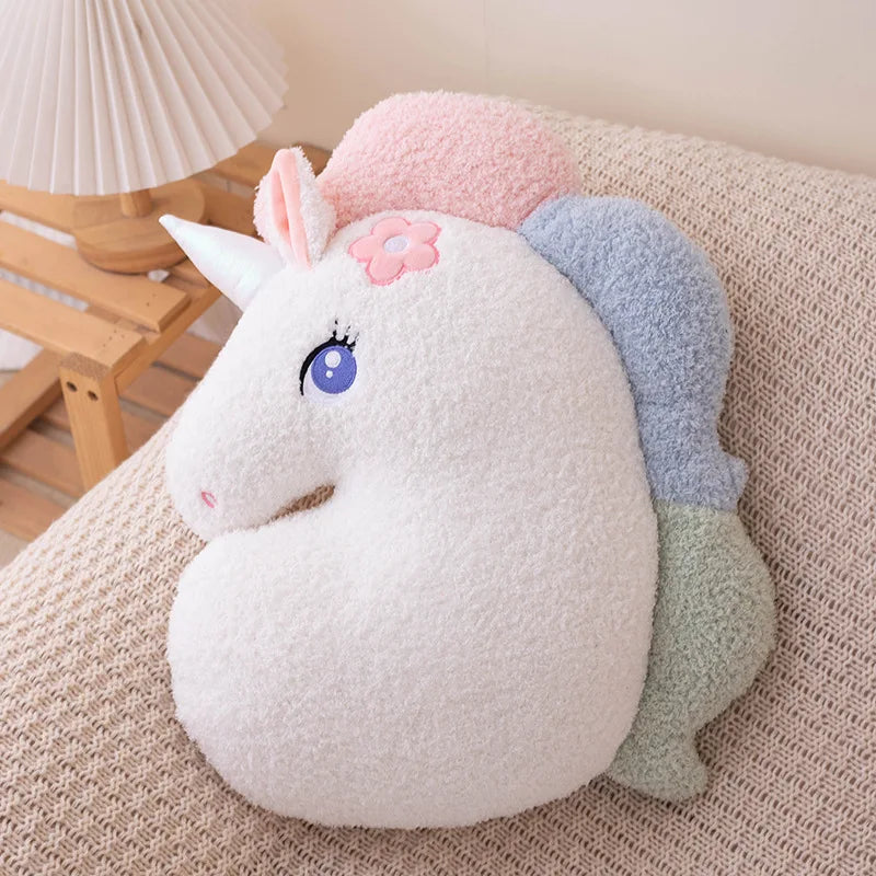 Soft Plush Rainbow Heart & Pumpkin Throw Pillow — Stuffed Hug Cushion Unicorn Plush Toy Massage Pillow for Girl Bedroom Decor