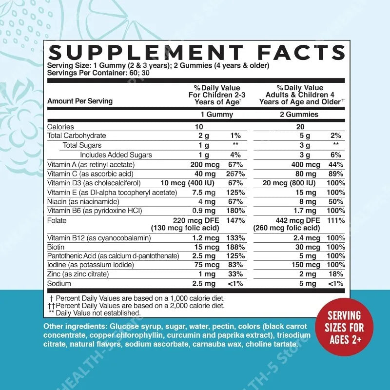 Kids Multivitamin Gummies for Immunity & Growth | 60 Count