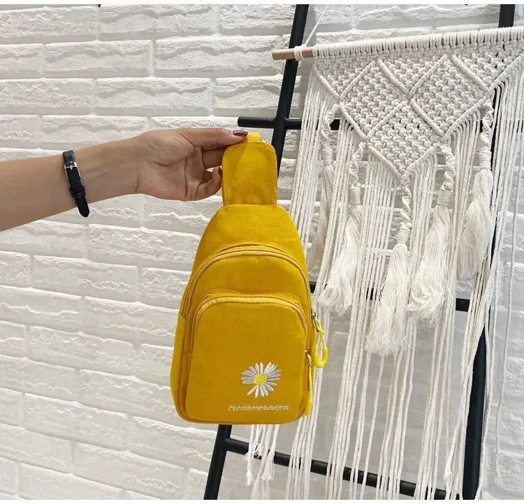 Stylish Embroidered Canvas Chest Bag | Women’s Daily Crossbody Bag