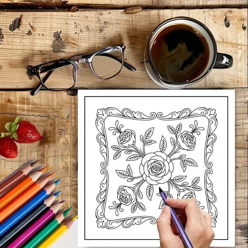 Floral Antique Coloring Book for Adults | Stress Relief & Relaxation