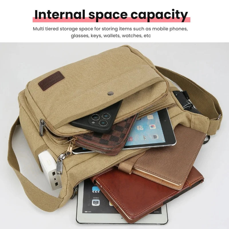 Bolsos de Lona Casuales para Hombres | Bandolera Cruzada Versátil
